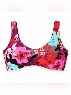 Skinny Dippers by Miraclesuit Lady Godiva Floral Bikini Top size small,  NWT